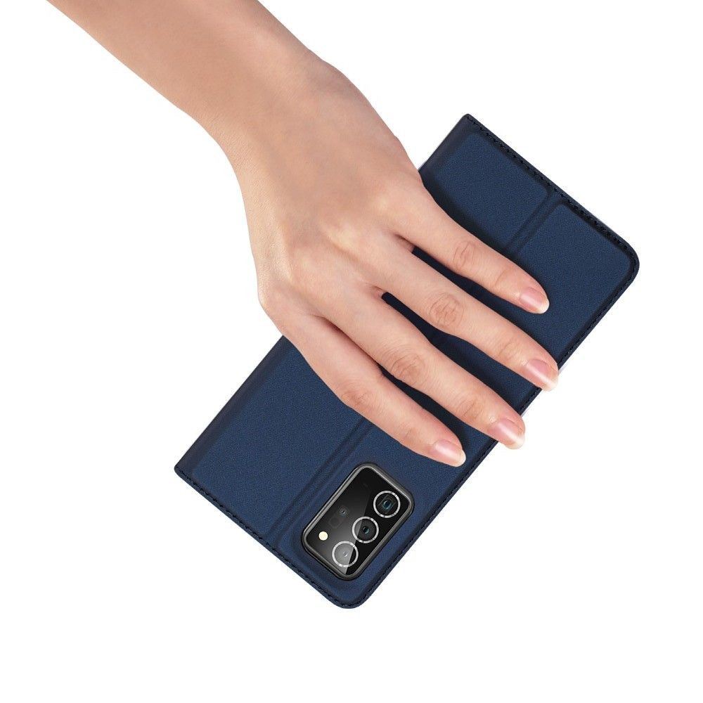 Тонкий Флип Чехол Книжка с Скрытым Магнитом и Отделением для Карты для Samsung Galaxy Note 20 Синий