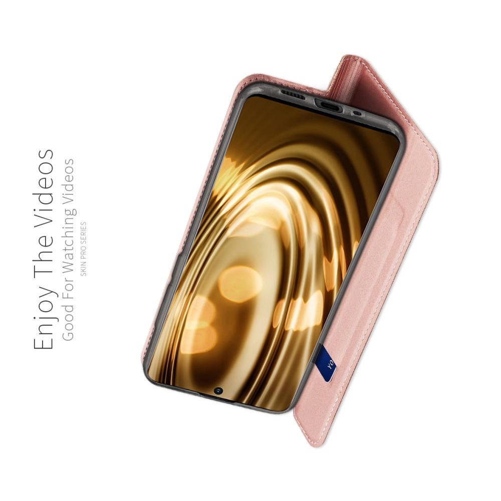 Тонкий Флип Чехол Книжка с Скрытым Магнитом и Отделением для Карты для Samsung Galaxy S20 Золотой