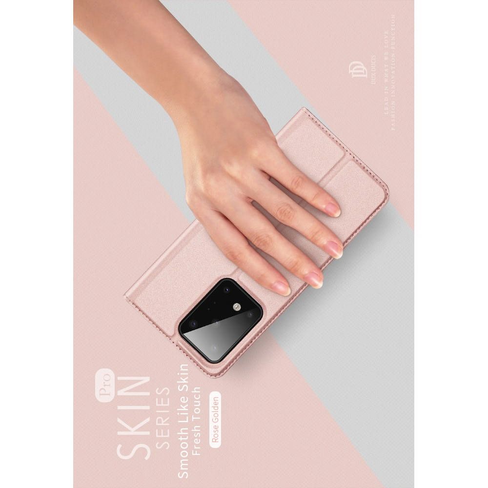 Тонкий Флип Чехол Книжка с Скрытым Магнитом и Отделением для Карты для Samsung Galaxy S20 Plus Розовый