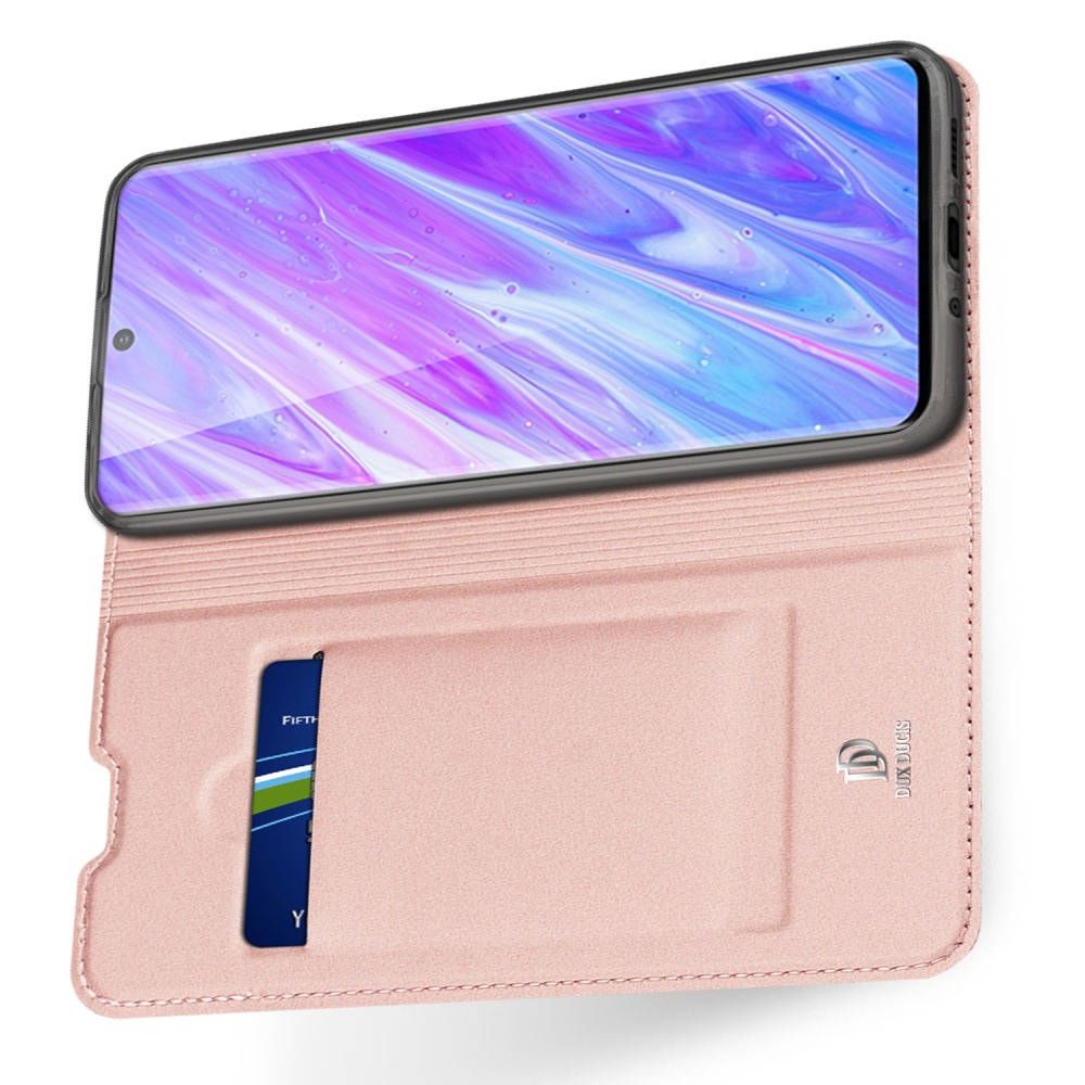 Тонкий Флип Чехол Книжка с Скрытым Магнитом и Отделением для Карты для Samsung Galaxy S20 Розовый