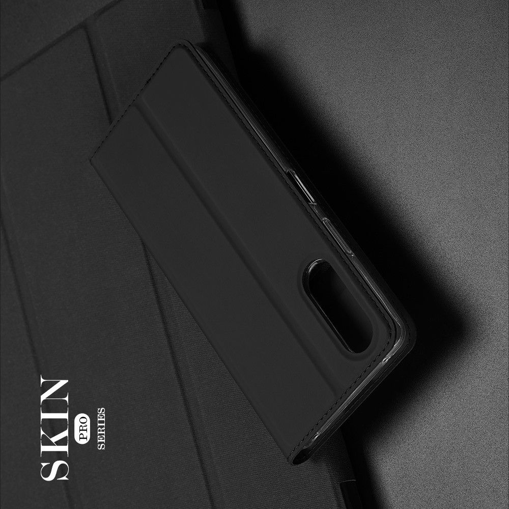 Тонкий Флип Чехол Книжка с Скрытым Магнитом и Отделением для Карты для Sony Xperia 10 II Черный