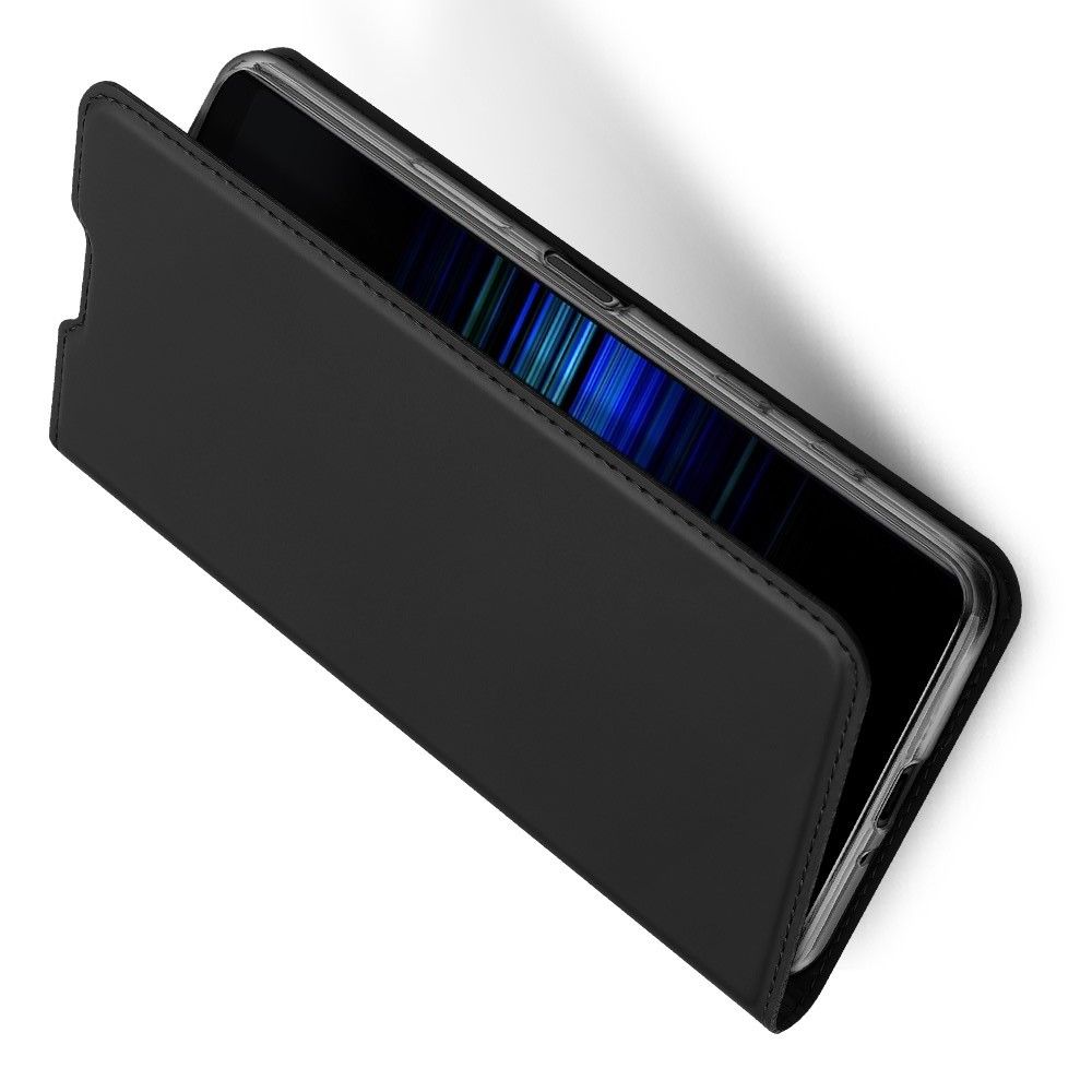 Тонкий Флип Чехол Книжка с Скрытым Магнитом и Отделением для Карты для Sony Xperia 5 II Черный