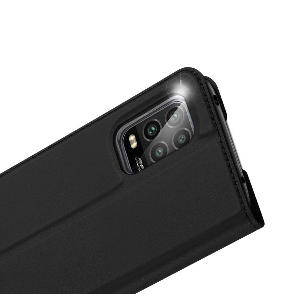 Тонкий Флип Чехол Книжка с Скрытым Магнитом и Отделением для Карты для Xiaomi Mi 10 Lite Черный