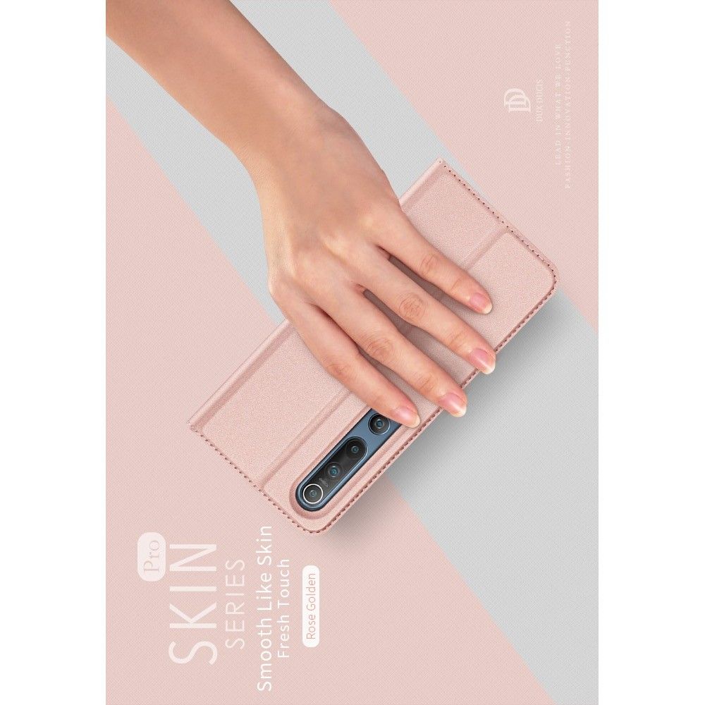 Тонкий Флип Чехол Книжка с Скрытым Магнитом и Отделением для Карты для Xiaomi Mi 10 / Mi 10 Pro / 10 Pro Розовый