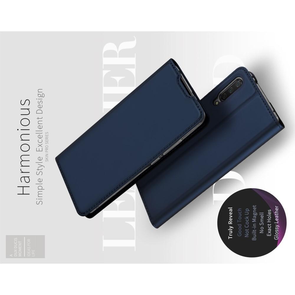 Тонкий Флип Чехол Книжка с Скрытым Магнитом и Отделением для Карты для Xiaomi Mi A3 Синий