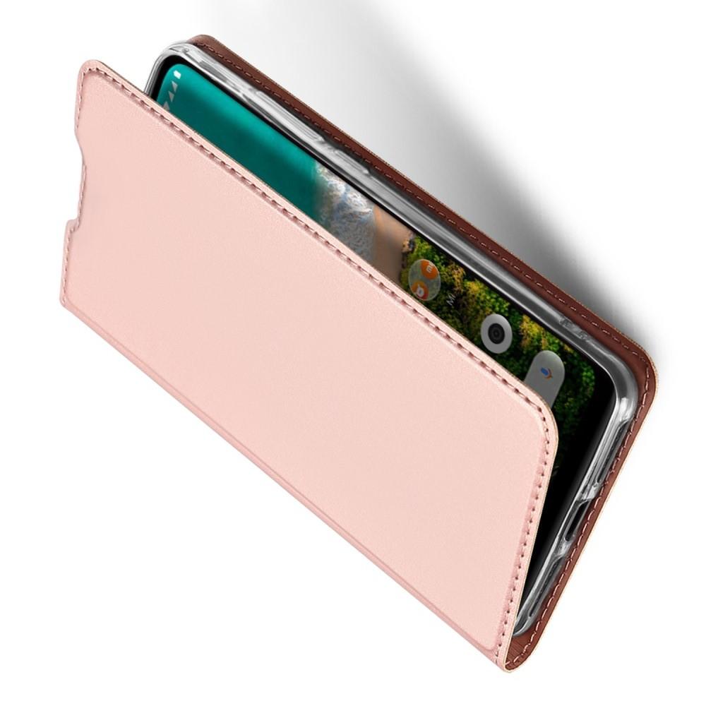 Тонкий Флип Чехол Книжка с Скрытым Магнитом и Отделением для Карты для Xiaomi Mi A3 Розовый