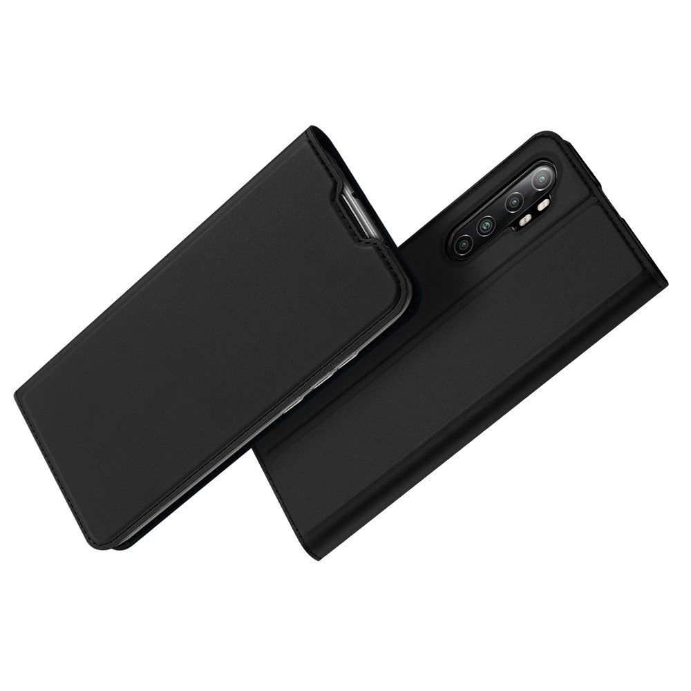 Тонкий Флип Чехол Книжка с Скрытым Магнитом и Отделением для Карты для Xiaomi Mi Note 10 Lite Черный