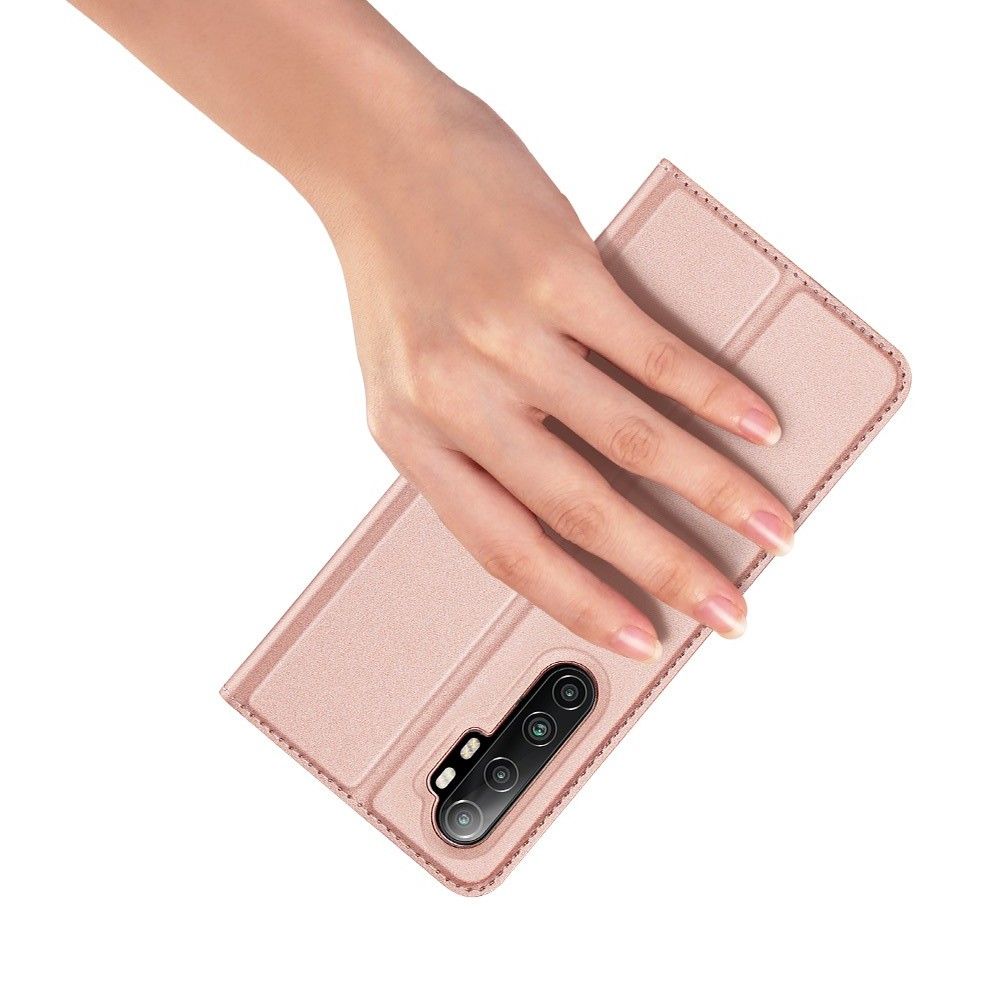 Тонкий Флип Чехол Книжка с Скрытым Магнитом и Отделением для Карты для Xiaomi Mi Note 10 Lite Розовый