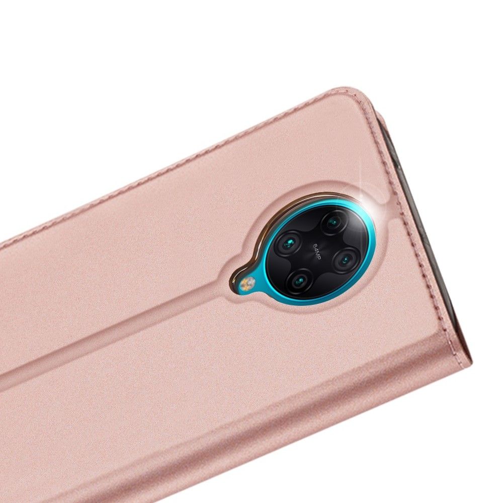Тонкий Флип Чехол Книжка с Скрытым Магнитом и Отделением для Карты для Xiaomi Poco F2 Pro Розовый