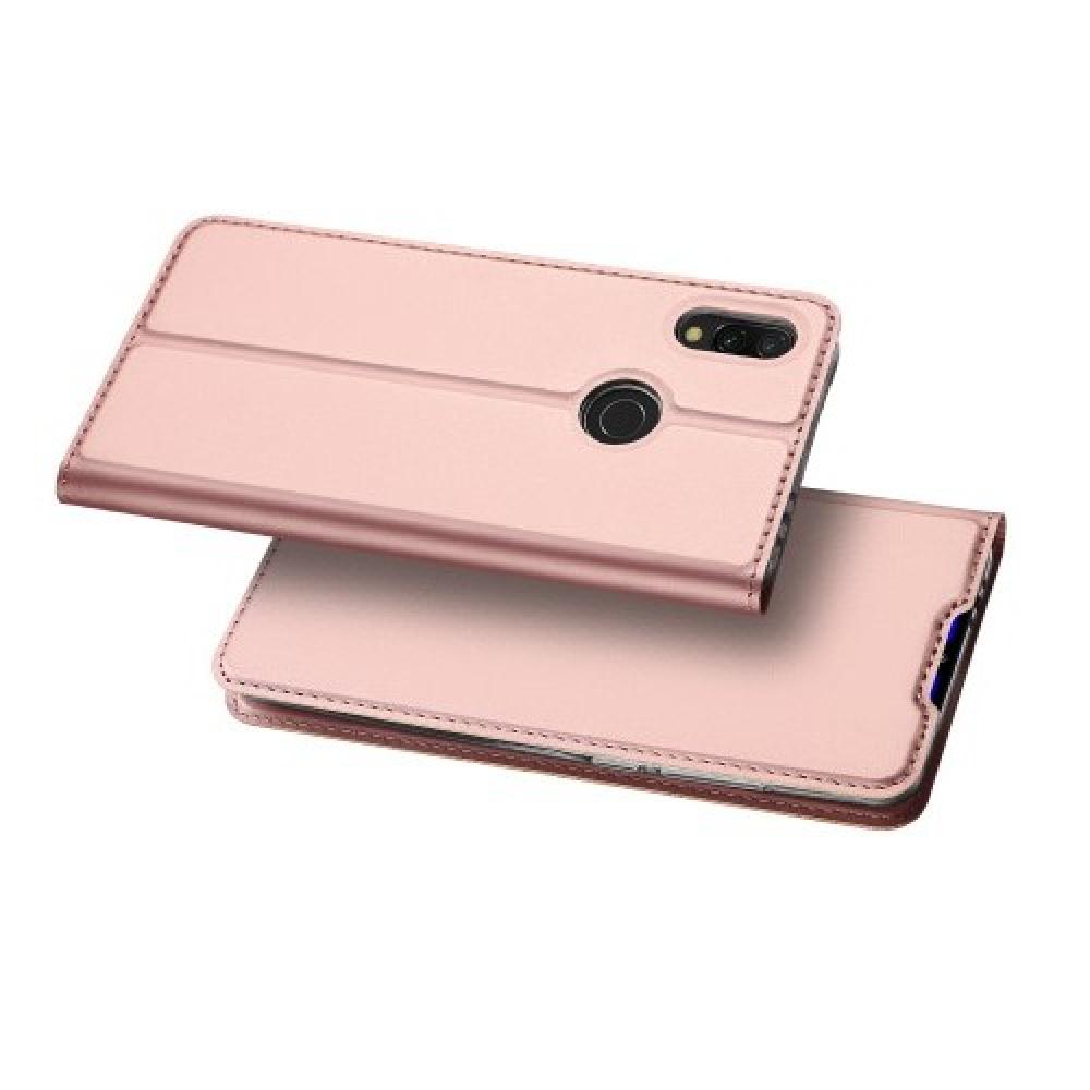 Тонкий Флип Чехол Книжка с Скрытым Магнитом и Отделением для Карты для Xiaomi Redmi 7 Розовый