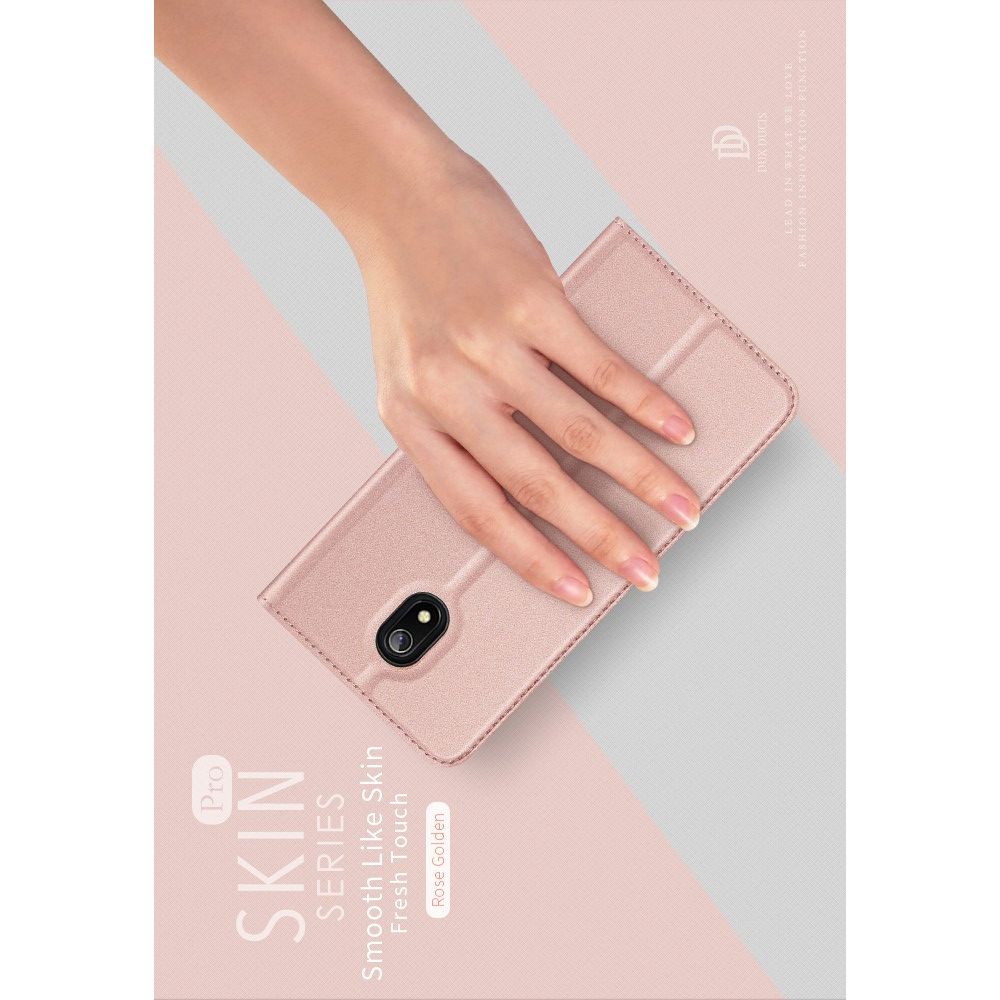 Тонкий Флип Чехол Книжка с Скрытым Магнитом и Отделением для Карты для Xiaomi Redmi 8A Розовый