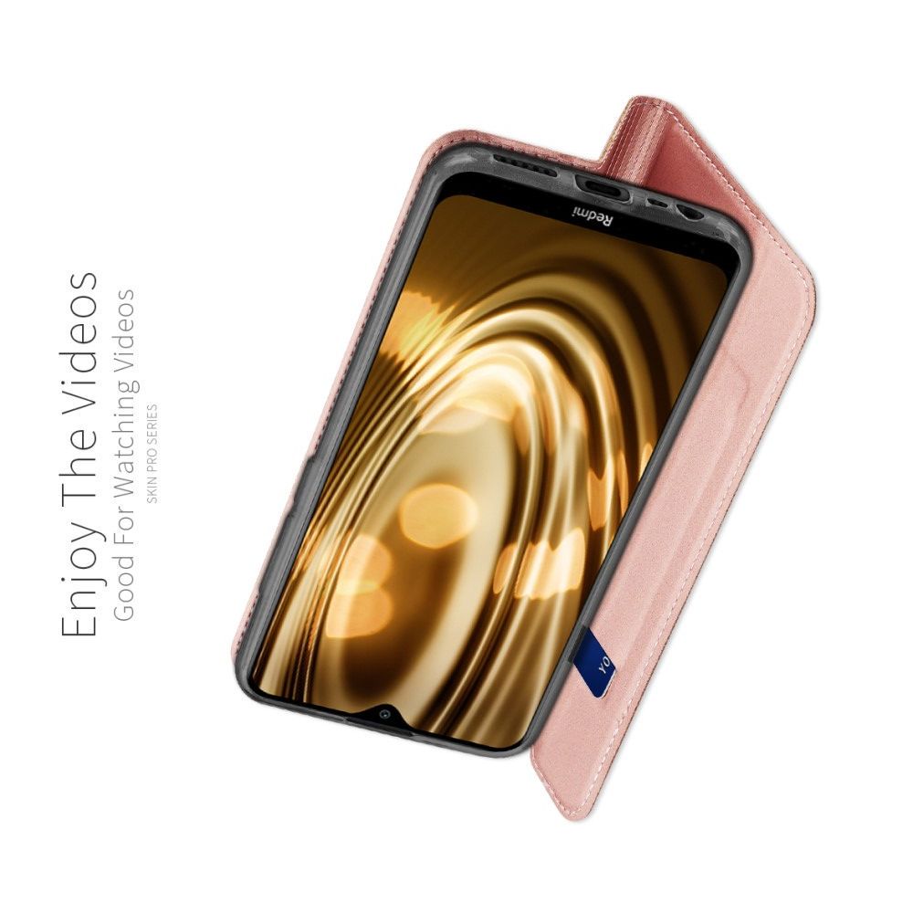 Тонкий Флип Чехол Книжка с Скрытым Магнитом и Отделением для Карты для Xiaomi Redmi 8A Розовый