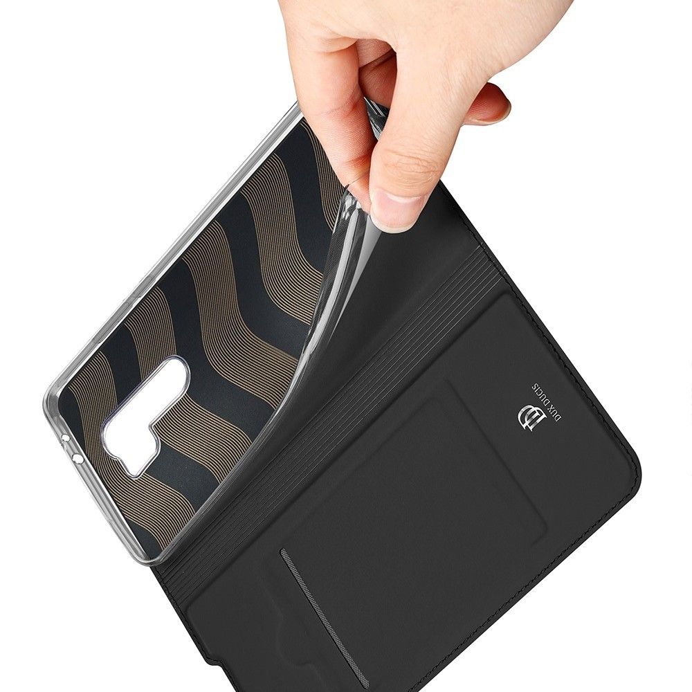 Тонкий Флип Чехол Книжка с Скрытым Магнитом и Отделением для Карты для Xiaomi Redmi 9 Черный