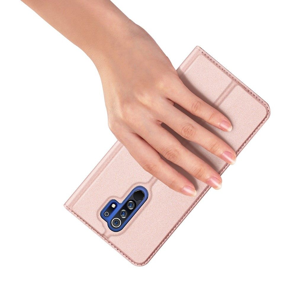 Тонкий Флип Чехол Книжка с Скрытым Магнитом и Отделением для Карты для Xiaomi Redmi 9 Розовый