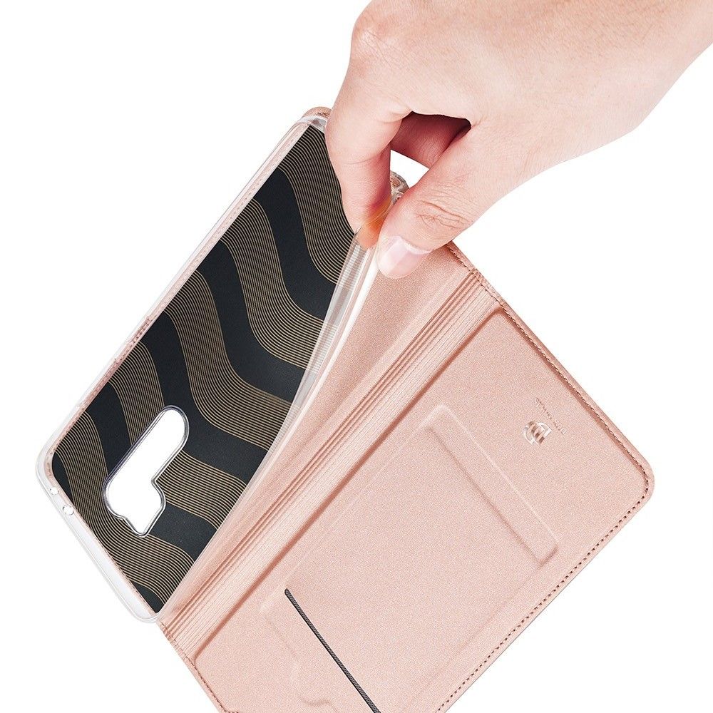 Тонкий Флип Чехол Книжка с Скрытым Магнитом и Отделением для Карты для Xiaomi Redmi 9 Розовый