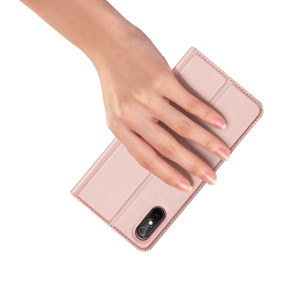 Тонкий Флип Чехол Книжка с Скрытым Магнитом и Отделением для Карты для Xiaomi Redmi 9A Розовый