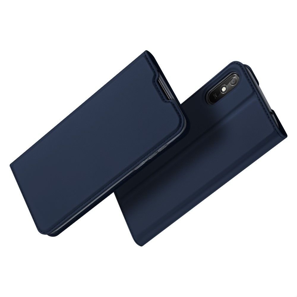 Тонкий Флип Чехол Книжка с Скрытым Магнитом и Отделением для Карты для Xiaomi Redmi 9A Синий