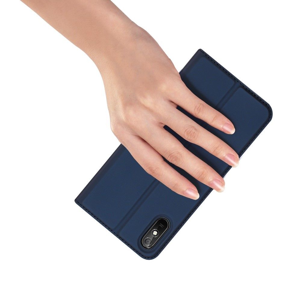 Тонкий Флип Чехол Книжка с Скрытым Магнитом и Отделением для Карты для Xiaomi Redmi 9A Синий