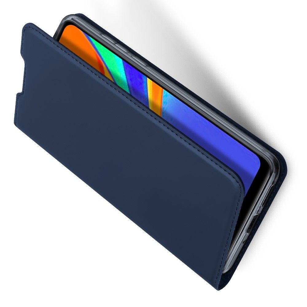 Тонкий Флип Чехол Книжка с Скрытым Магнитом и Отделением для Карты для Xiaomi Redmi 9C Синий
