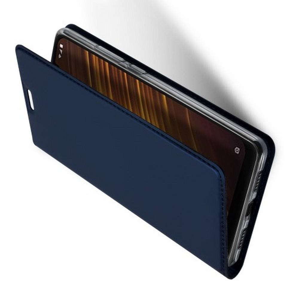 Тонкий Флип Чехол Книжка с Скрытым Магнитом и Отделением для Карты для Xiaomi Redmi Note 8 Pro Синий