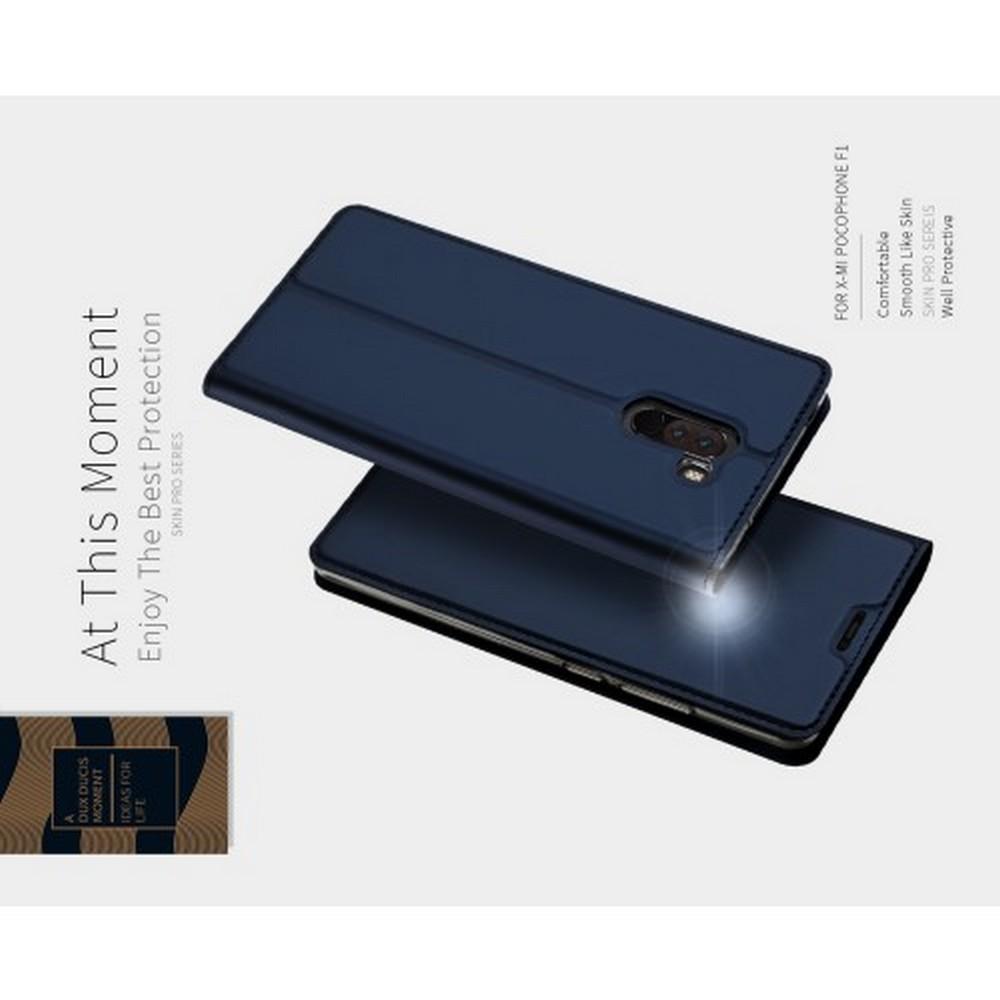 Тонкий Флип Чехол Книжка с Скрытым Магнитом и Отделением для Карты для Xiaomi Redmi Note 8 Pro Синий
