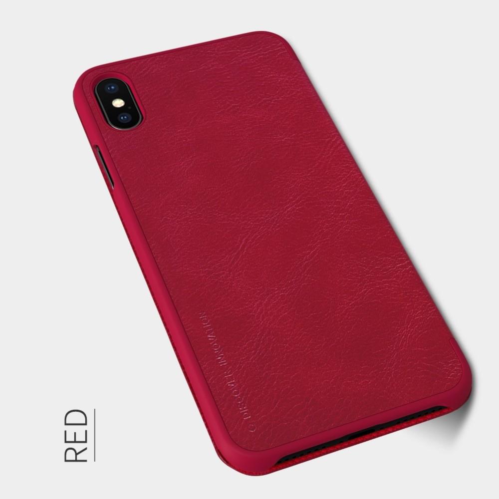 Тонкий Флип NILLKIN Qin Чехол Книжка для iPhone XS Max Красный
