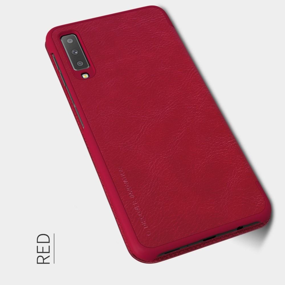 Тонкий Флип NILLKIN Qin Чехол Книжка для Samsung Galaxy A7 2018 SM-A750 Красный