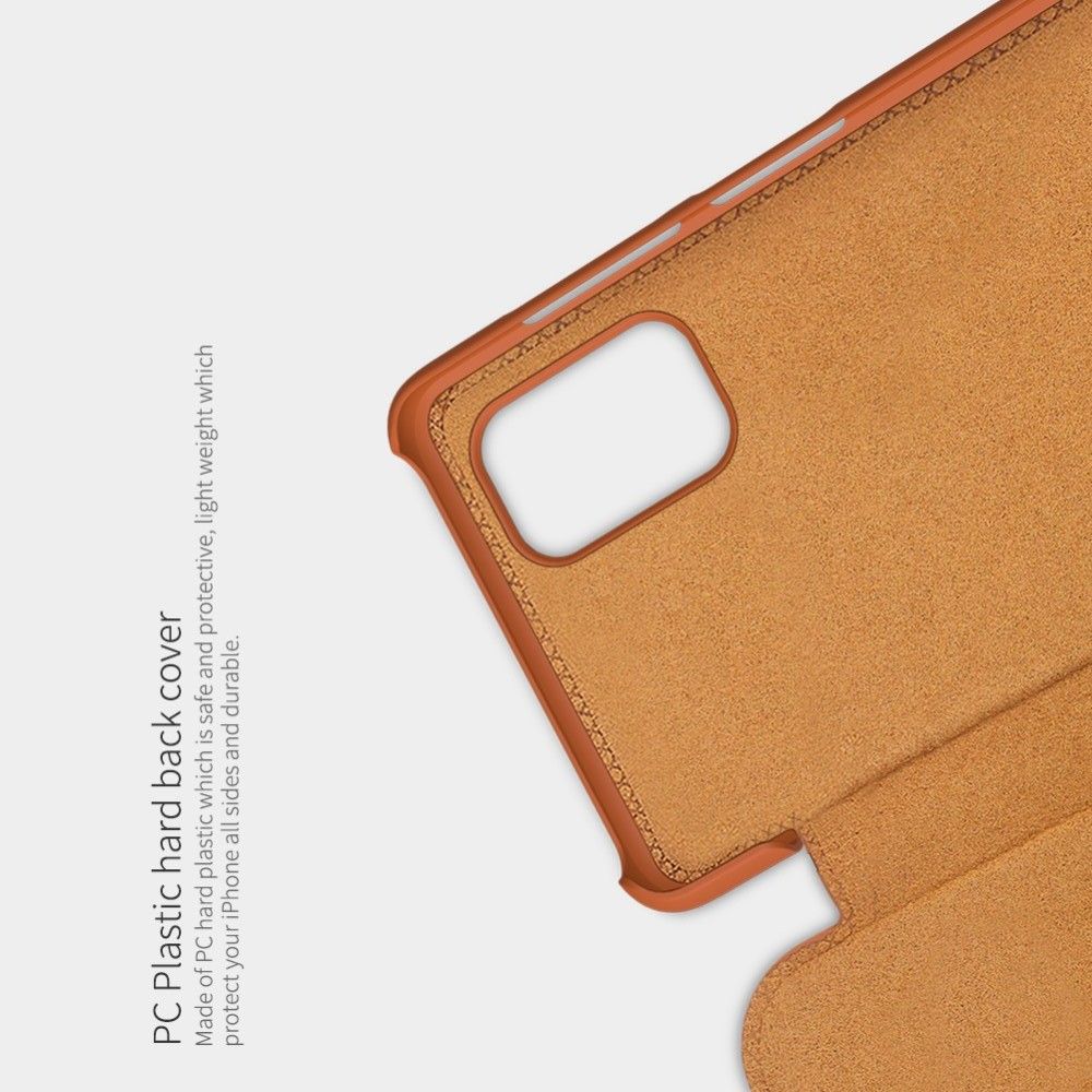 Тонкий Флип NILLKIN Qin Чехол Книжка для Samsung Galaxy M51 Коричневый