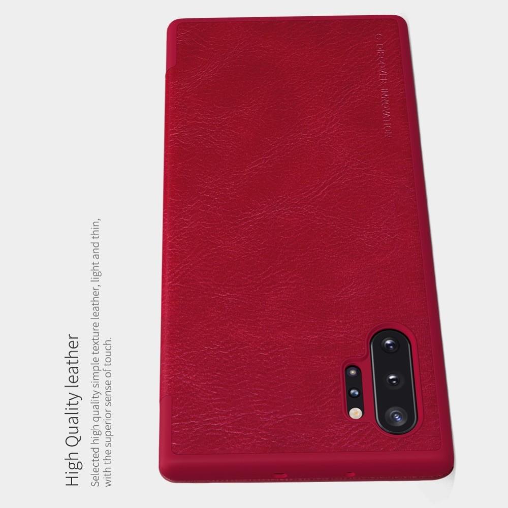 Тонкий Флип NILLKIN Qin Чехол Книжка для Samsung Galaxy Note 10 Plus Коричневый