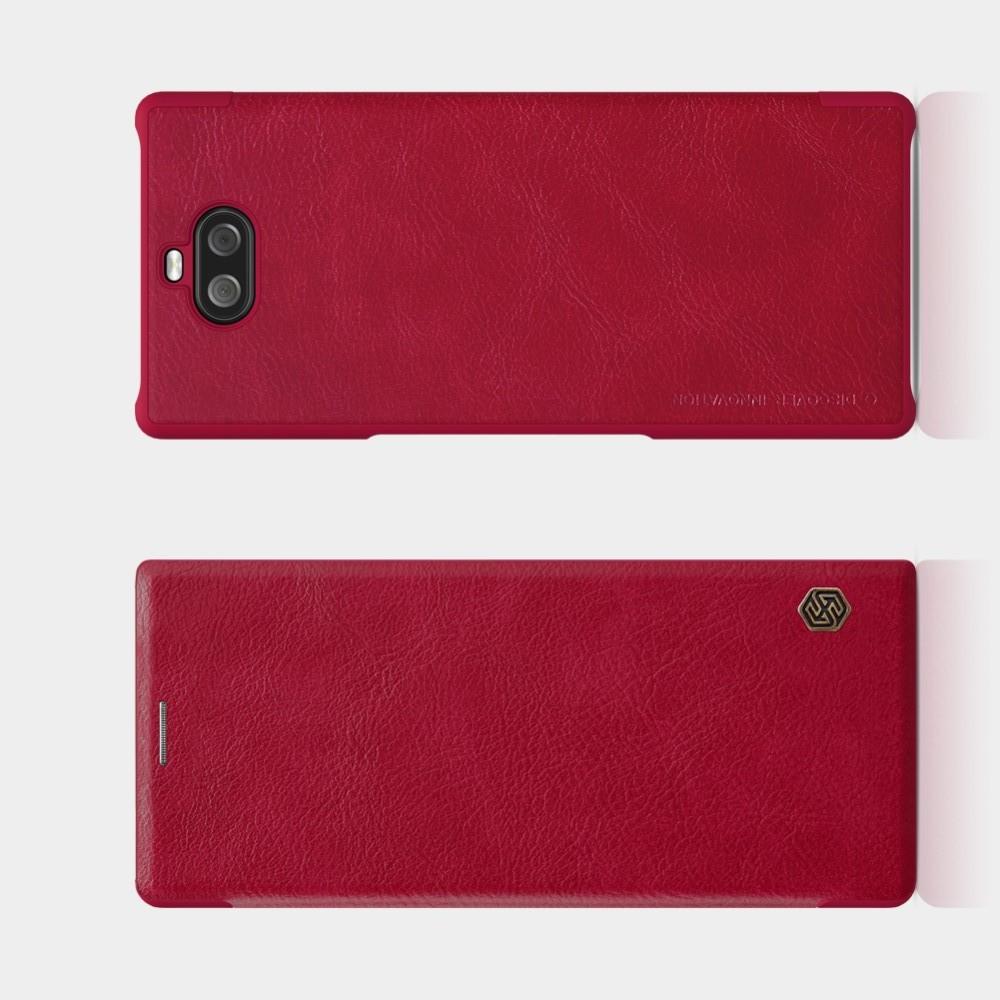 Тонкий Флип NILLKIN Qin Чехол Книжка для Sony Xperia 10 Plus Красный