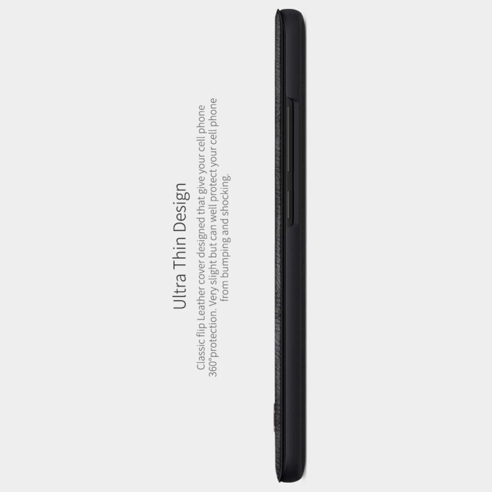 Тонкий Флип NILLKIN Qin Чехол Книжка для Xiaomi Mi Note 10 Коричневый