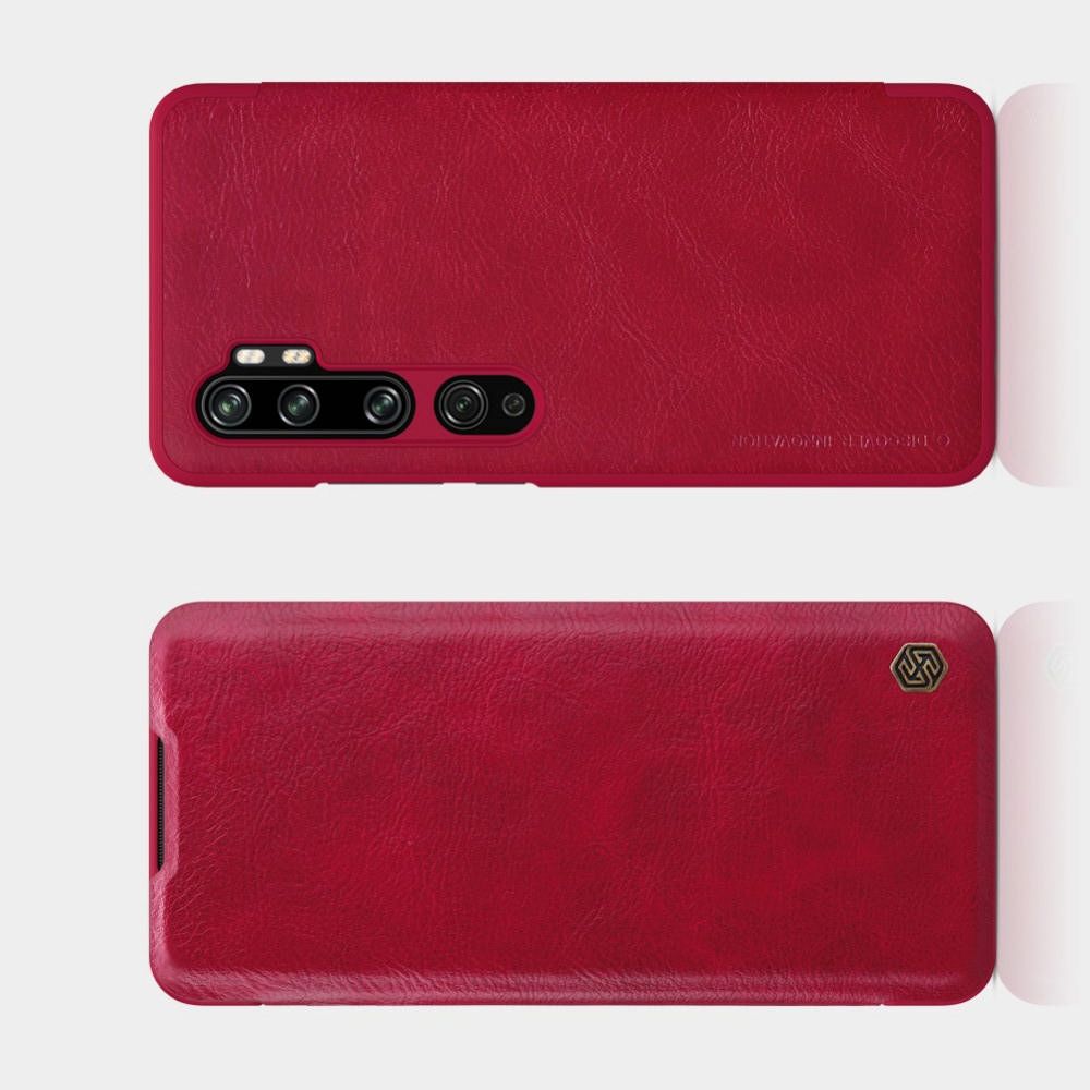 Тонкий Флип NILLKIN Qin Чехол Книжка для Xiaomi Mi Note 10 Красный