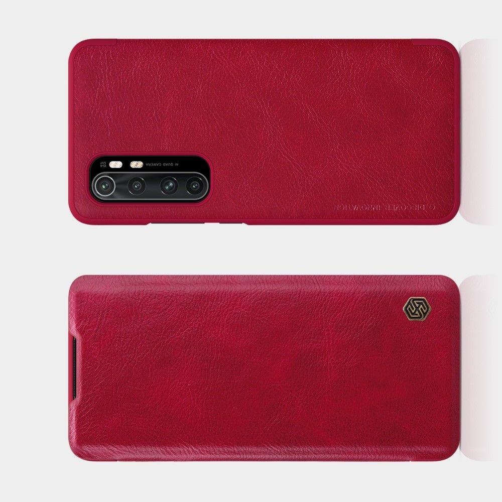 Тонкий Флип NILLKIN Qin Чехол Книжка для Xiaomi Mi Note 10 Lite Красный