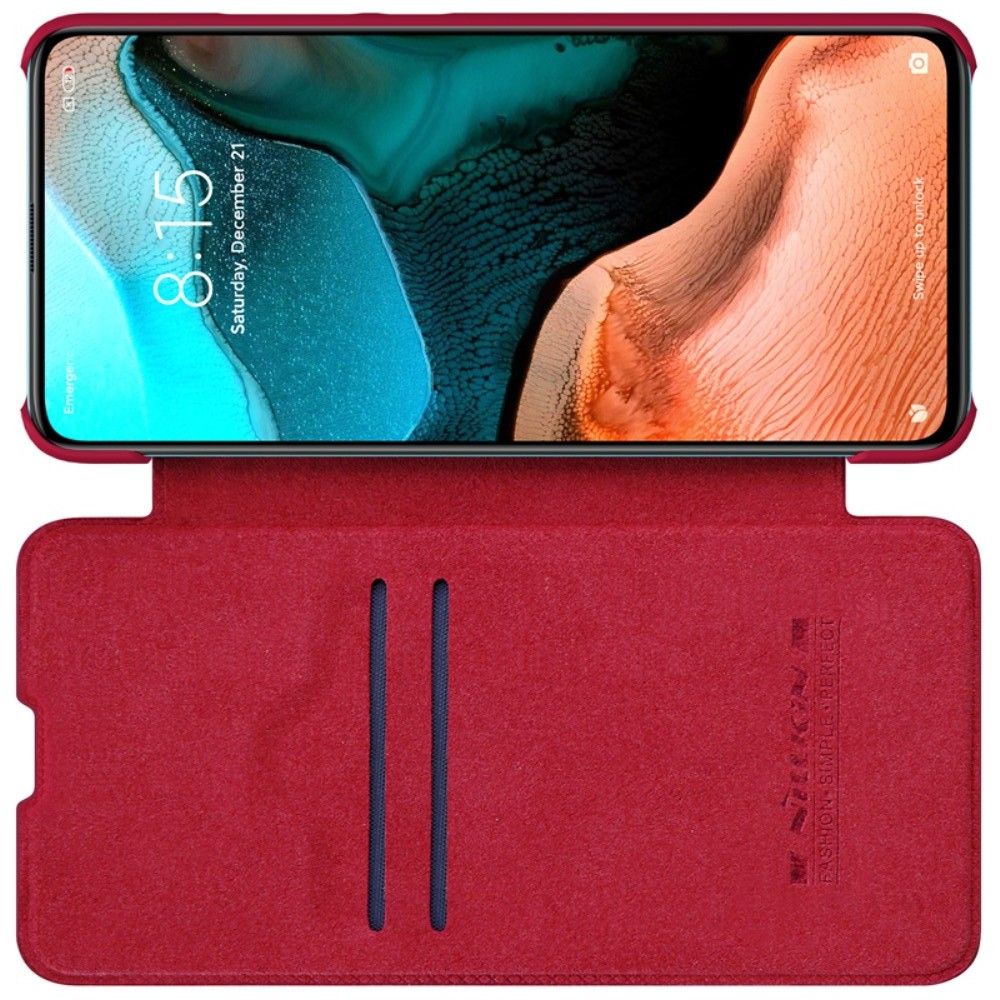 Тонкий Флип NILLKIN Qin Чехол Книжка для Xiaomi Poco F2 Pro Красный