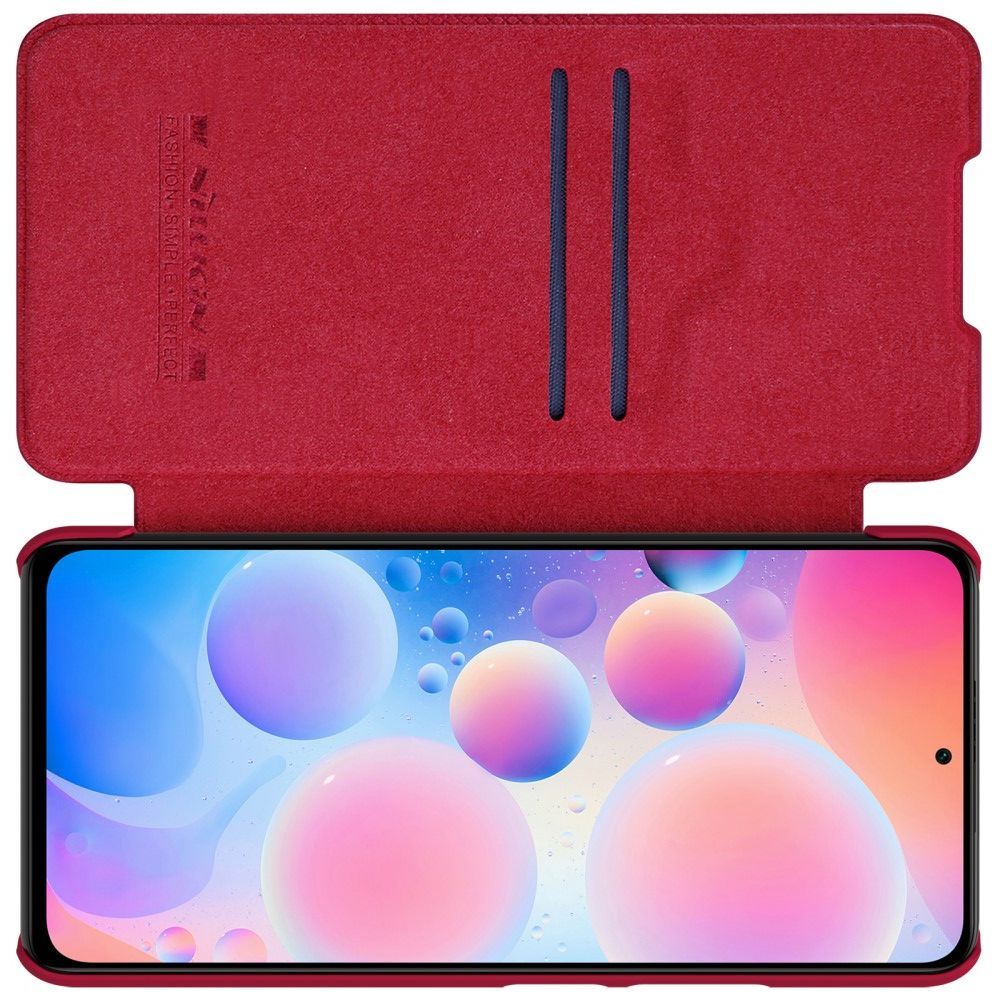 Тонкий Флип NILLKIN Qin Чехол Книжка для Xiaomi POCO F3 Красный