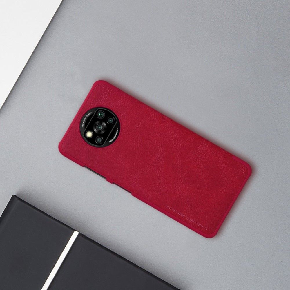 Тонкий Флип NILLKIN Qin Чехол Книжка для Xiaomi Poco X3 NFC Красный