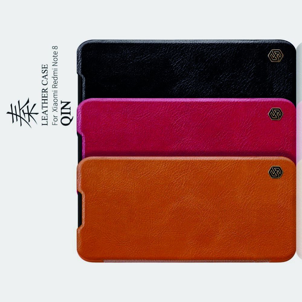Тонкий Флип NILLKIN Qin Чехол Книжка для Xiaomi Redmi Note 8 Коричневый