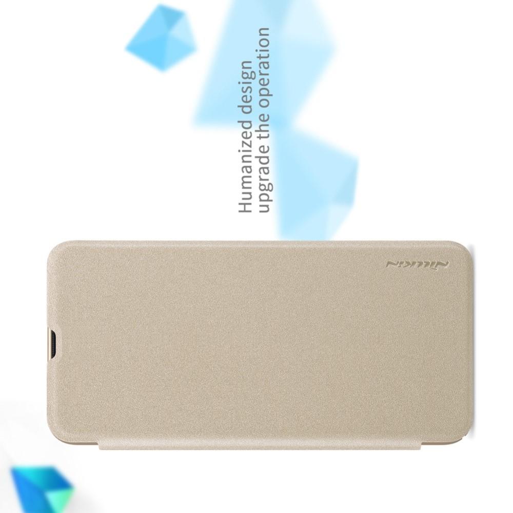 Тонкий Флип NILLKIN Sparkle Горизонтальный Боковой Чехол Книжка для Samsung Galaxy A50 Золотой
