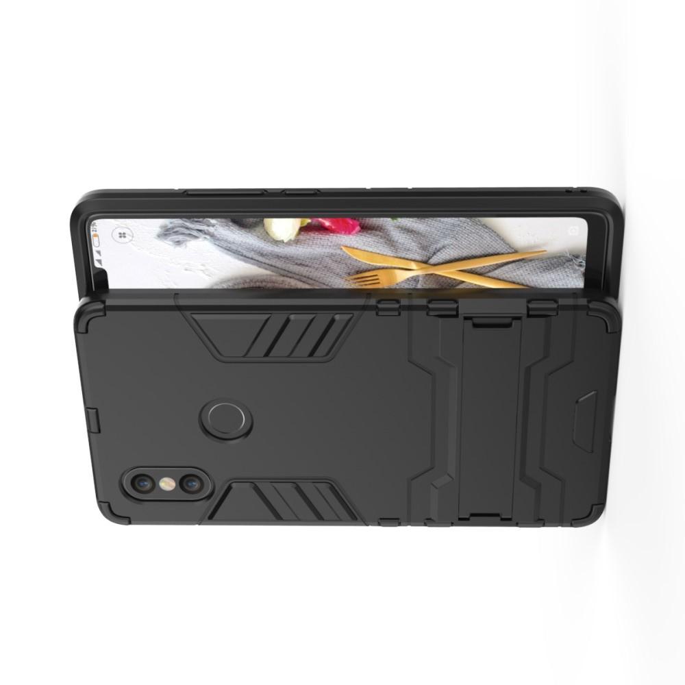 Защитный усиленный гибридный чехол противоударный с подставкой для Xiaomi Mi 8 SE Черный