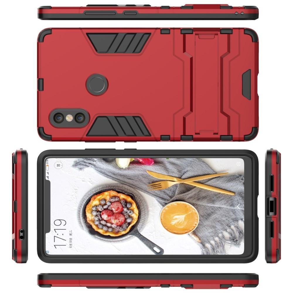 Защитный усиленный гибридный чехол противоударный с подставкой для Xiaomi Mi 8 SE Красный