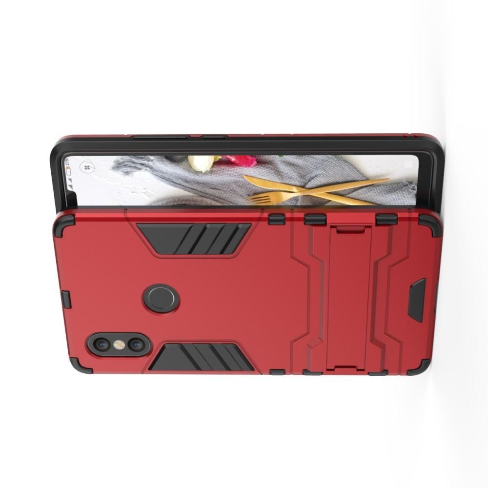 Защитный усиленный гибридный чехол противоударный с подставкой для Xiaomi Mi 8 SE Красный