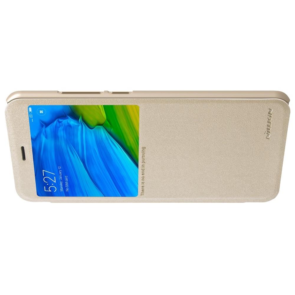 Тонкий Флип NILLKIN Sparkle Горизонтальный Боковой Чехол Книжка для Xiaomi Redmi Note 5 Pro Золотой
