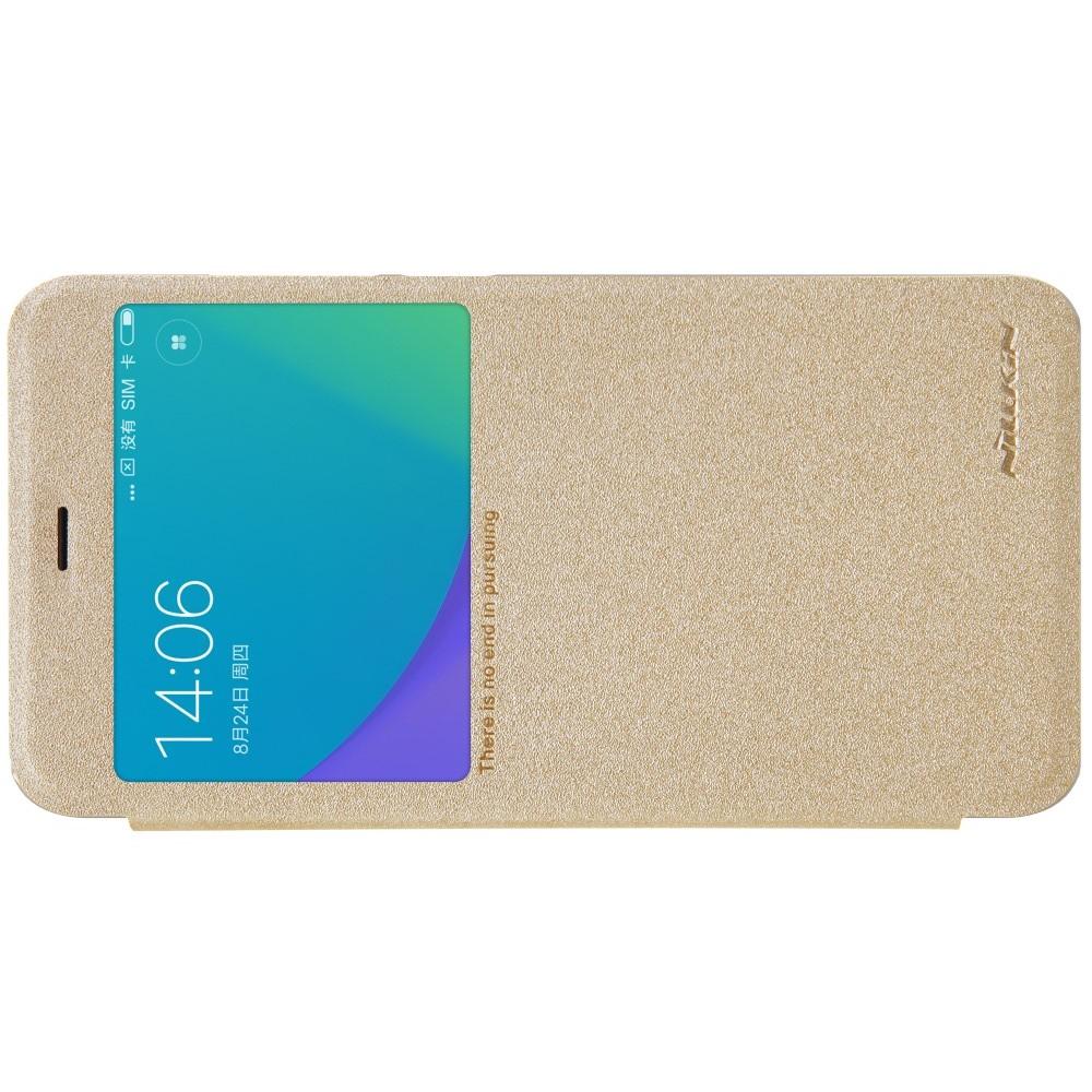 Тонкий Флип NILLKIN Sparkle Горизонтальный Боковой Чехол Книжка для Xiaomi Redmi Note 5A 2/16gb Золотой