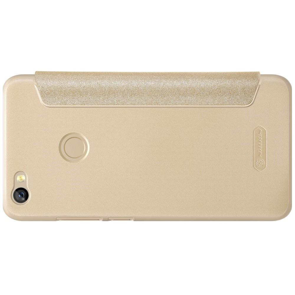 Тонкий Флип NILLKIN Sparkle Горизонтальный Боковой Чехол Книжка для Xiaomi Redmi Note 5A Prime 3/32gb 4/64gb Золотой