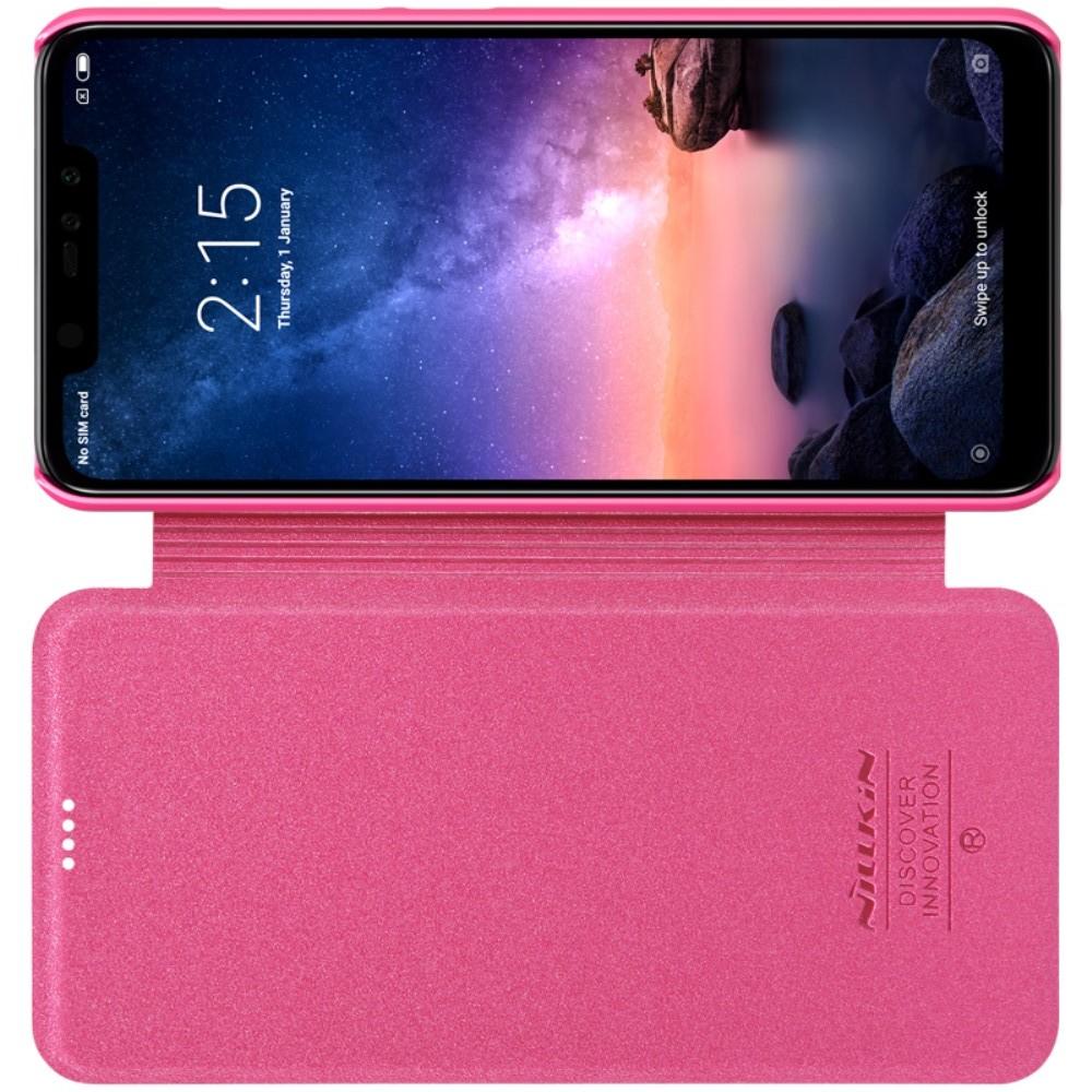 Тонкий Флип NILLKIN Sparkle Горизонтальный Боковой Чехол Книжка для Xiaomi Redmi Note 6 / Note 6 Pro Розовый