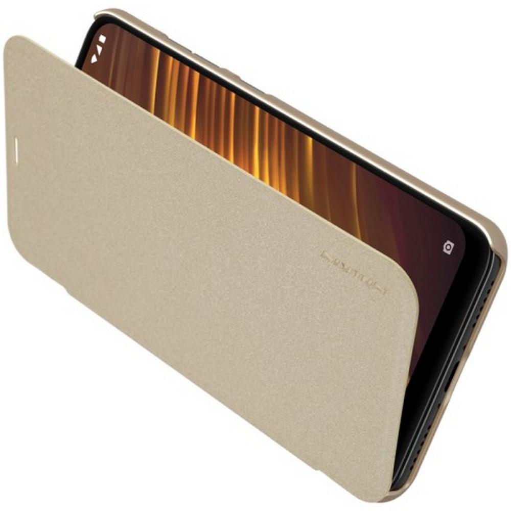 Тонкий Флип NILLKIN Sparkle Горизонтальный Боковой Чехол Книжка для Xiaomi Redmi Note 8 Pro Золотой