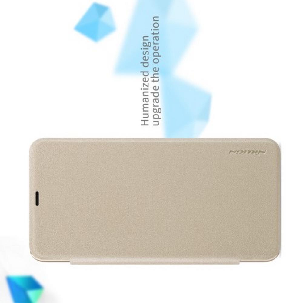 Тонкий Флип NILLKIN Sparkle Горизонтальный Боковой Чехол Книжка для Xiaomi Redmi Note 8 Pro Золотой