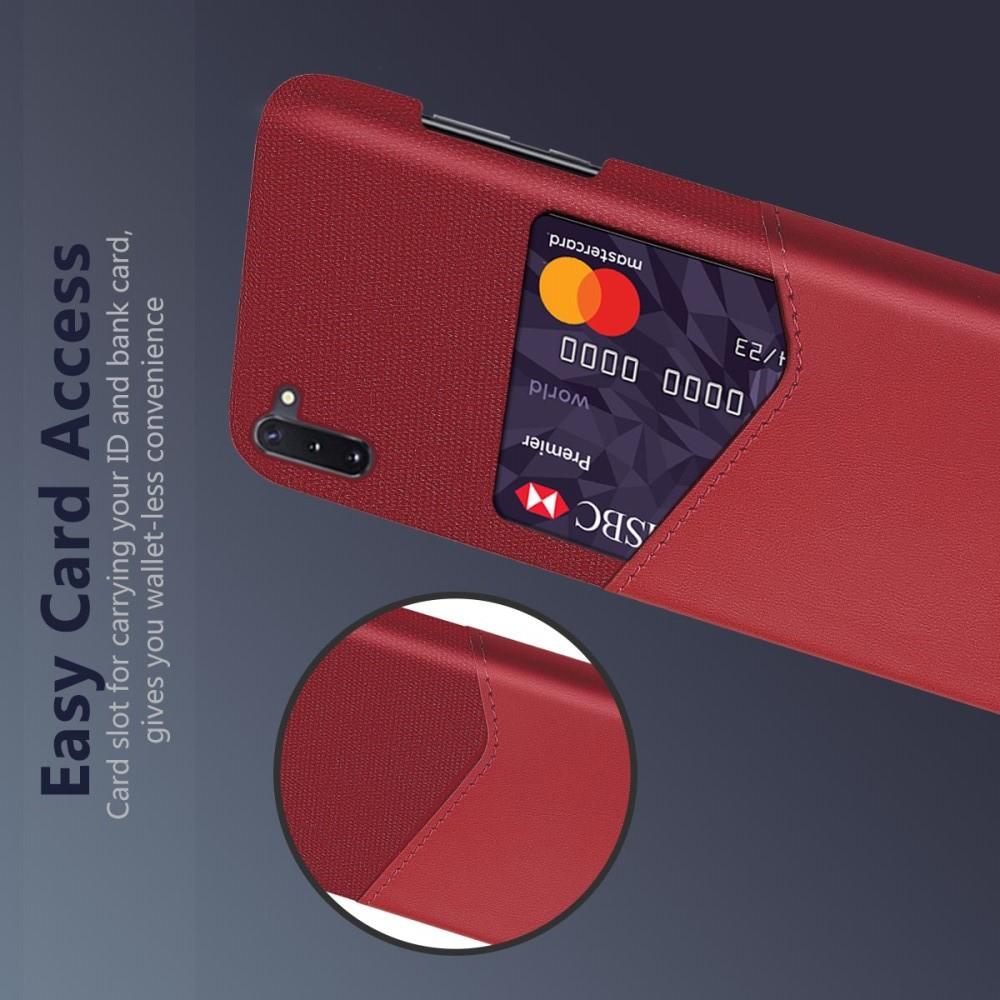 Тонкий Пластиковый PU Кожаный Чехол с Карманом для Карты для Samsung Galaxy Note 10 Красный