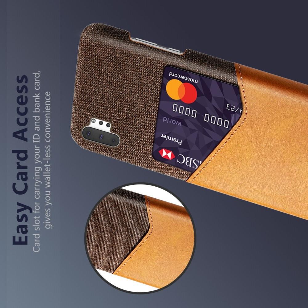 Тонкий Пластиковый PU Кожаный Чехол с Карманом для Карты для Samsung Galaxy Note 10 Plus Оранжевый