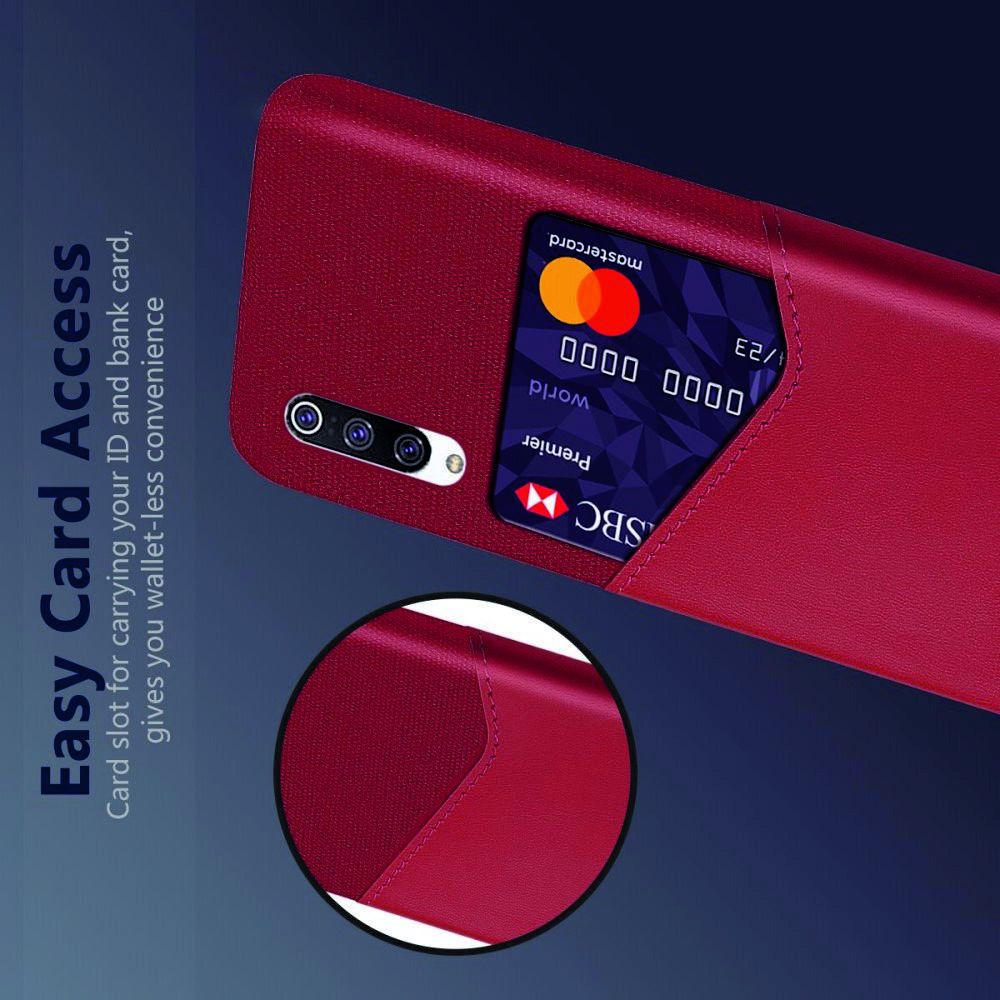 Тонкий Пластиковый PU Кожаный Чехол с Карманом для Карты для Xiaomi Mi 9 Lite Красный